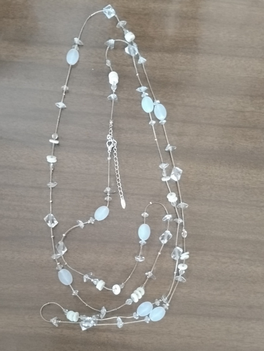Vintage Delicate White & Silver Multi-Strand Beaded Necklace - Picture 3 of 3